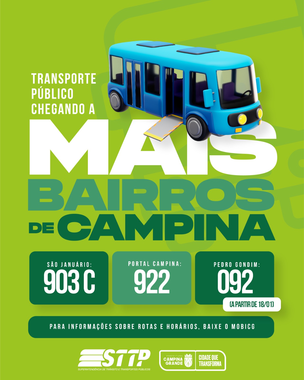 Expansão: Mais três bairros de Campina Grande passam a receber transporte público esta semana