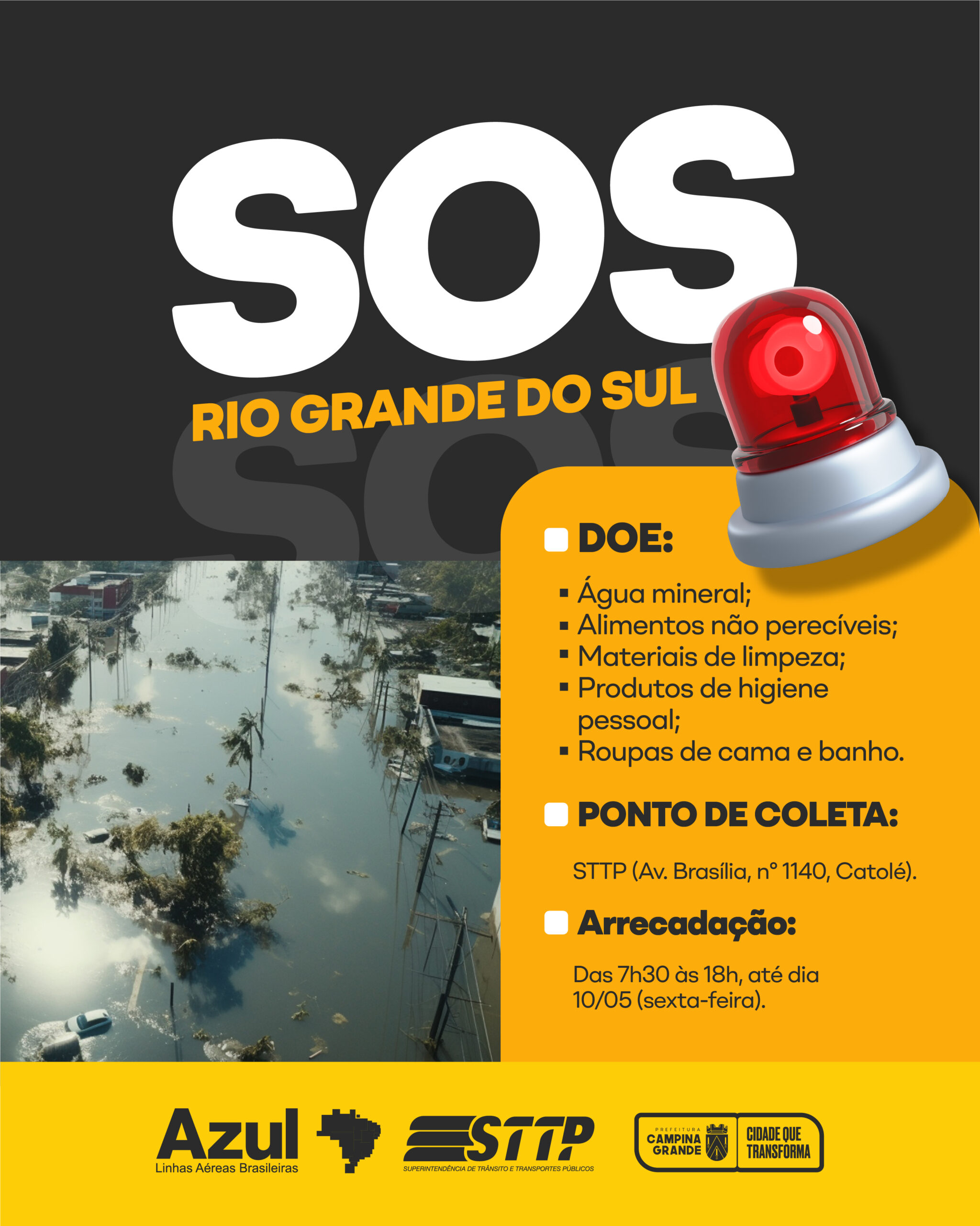 Servidores da STTP lançam campanha para arrecadar doações para vítimas das chuvas no Rio Grande do Sul